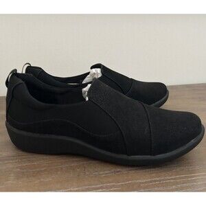 Clarks Women's Size 7.5 CloudSteppers Black Sillian Paz Slip-On Loafer Shoes